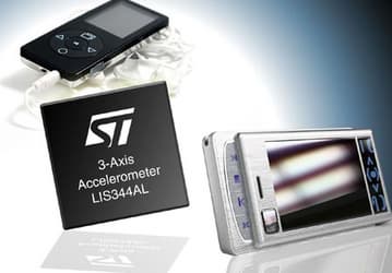 STMicroelectronics размещает 3D-акселерометр в корпусе размерами 4 х 4 х 1,5 мм